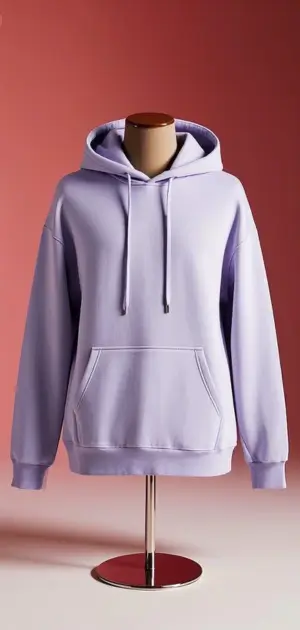 A soft lavender pastel hoodie for men showcasing a clean, relaxed look.