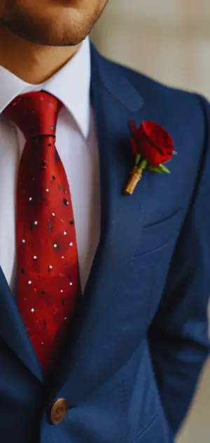 Selection of men’s wedding ties in solid colors and patterns.