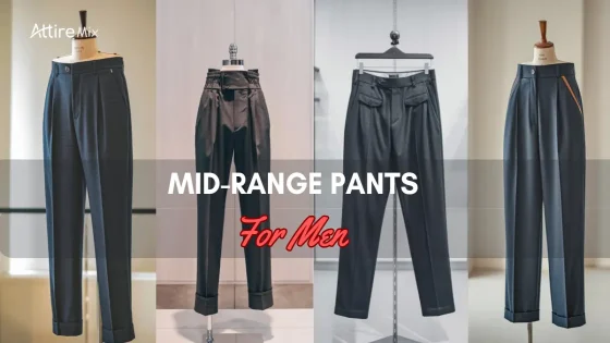 Collection of Mid-Range Pants For men on mannequins