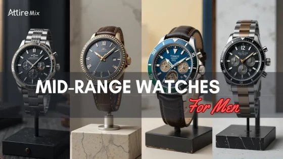 A selection of mid-range men's watches offering elegant designs and reliable performance.