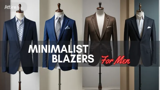 A selection of men’s minimalist blazers in neutral shades with clean, timeless designs.