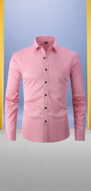 Men’s light pink formal dress shirt with sleek design minimalist clothing for men.