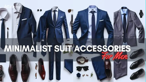 Minimalist suit accessories for men, including pocket squares and tie bars.