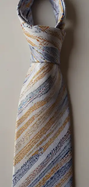 A display of textured wool ties in muted tones like charcoal grey and light beige.