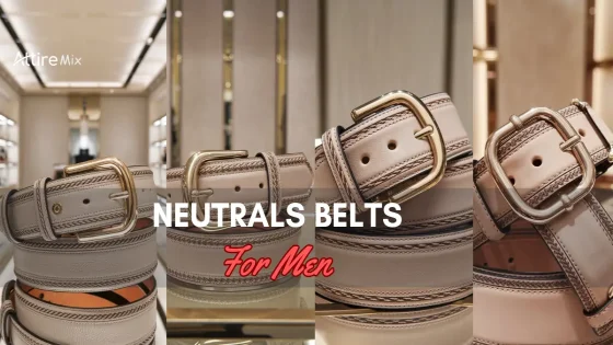 Neutrals Belts For men with gold buckles displayed in a sophisticated setting