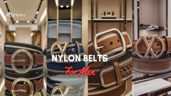 Nylon belts for men displayed in a store