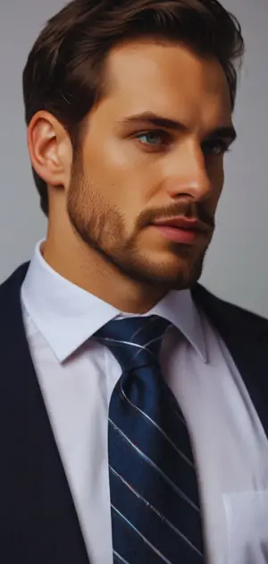 Paisley silk ties and plaid patterns displayed alongside a dress shirt and suit jacket.