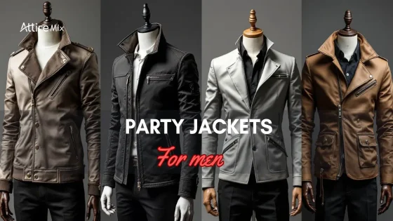 Four stylish Party Jackets For men in brown, black, grey, and tan shades