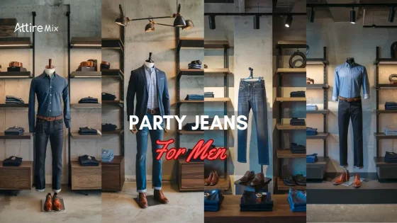 stylish party jeans for men in a modern retail boutique