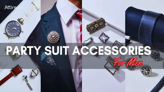 Stylish party suit accessories for men with cufflinks and pocket squares