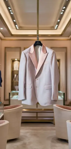 Men's pastel blazer on display in a luxury store