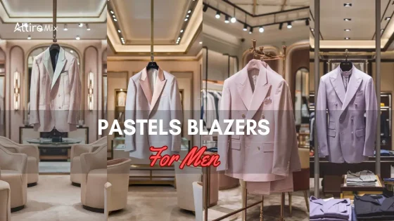 Pastels Blazers For men displayed in a sophisticated store setting