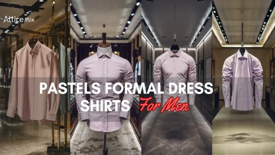 A collage of Pastels Formal Dress Shirts For men with text overlay