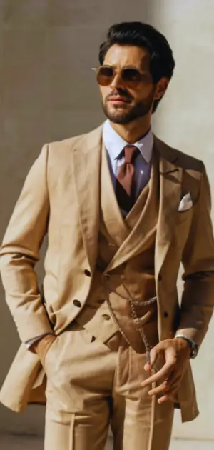 Suede loafers styled with light linen suits for casual events
