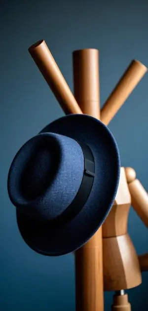 Navy dress hat for formal events with a classic design.