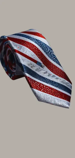 Men's novelty sports tie with football and basketball prints.