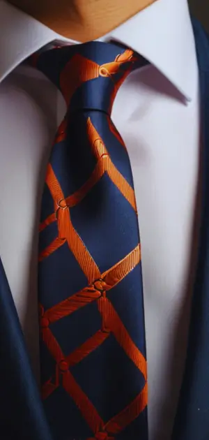 Navy travel tie with wrinkle-resistant fabric