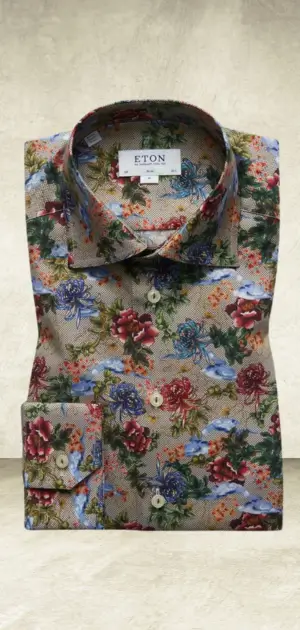 Eton floral vintage formal dress shirt featuring bold and vibrant patterns for men.