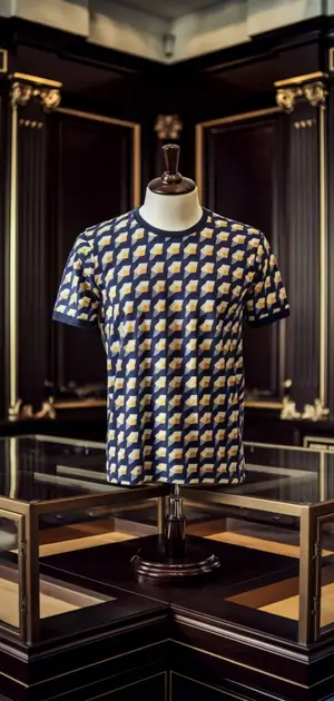 Modern plaid design T-shirt on a mannequin