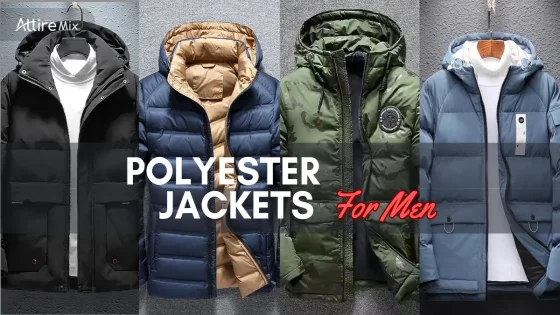A collection of polyester jackets for men featuring stylish and practical designs.