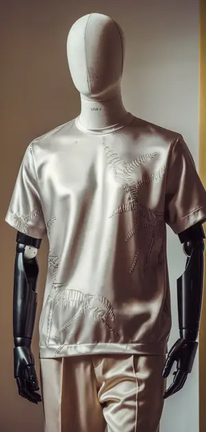 Embroidered polyester t-shirt for men.