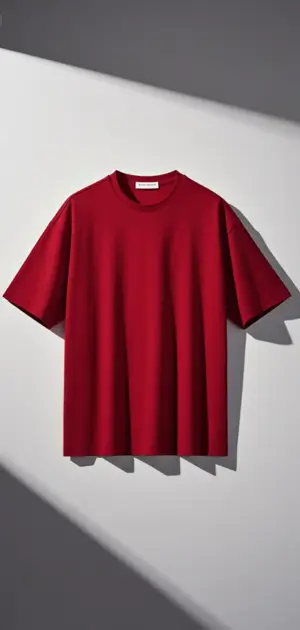 A minimalist red crew neck t-shirt for men with a relaxed and modern fit.