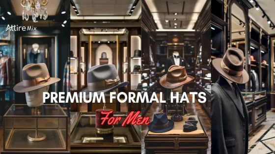Advertising banner for Premium Formal Hats For Men with various displays