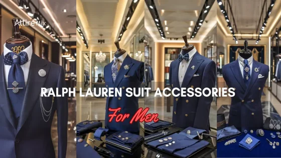 Collage of Ralph Lauren Suit Accessories For men with ties, lapel pins, and pocket squares for men