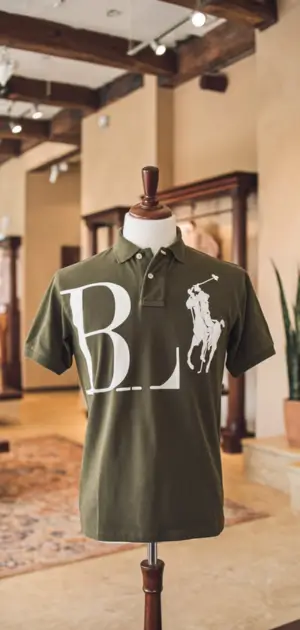 Ralph Lauren t-shirt showcased in upscale store