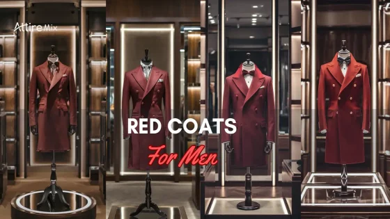 Red Coats For men displayed in a luxury showroom