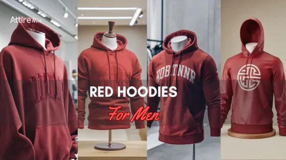 Fitted Red Hoodies For men with white text across the chest.