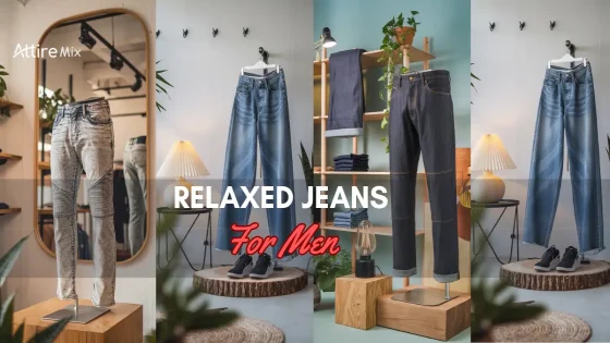 A collection of Relaxed Jeans For men styled in various modern settings
