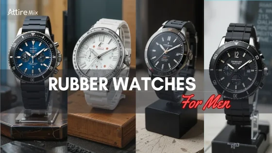 Men’s rubber watches showcasing durable straps, sleek dials, and bold designs.