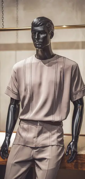 Silk t-shirt for men with vertical stitching details