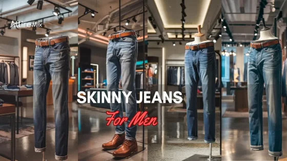 collection of Skinny Jeans For men displayed on mannequins in a fashionable retail boutique