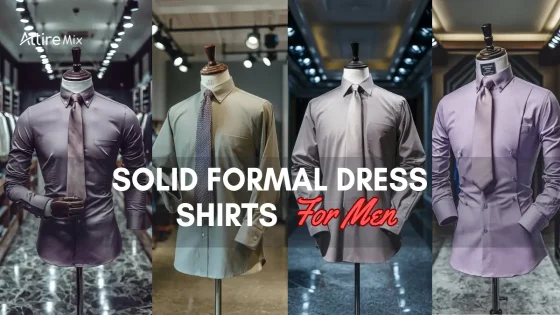 Collection of solid formal dress shirts for men in various colors