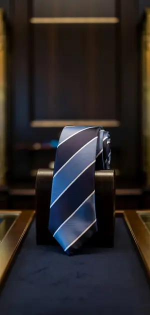 Blue striped tie in a sophisticated setting