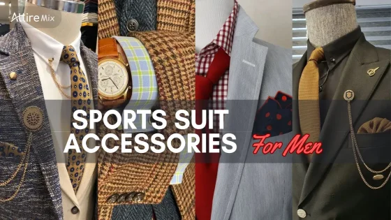 A collection of sports suit accessories for men, including ties and elegant details.