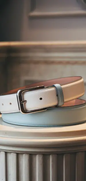 Men's spring belt in pastel blue and tan