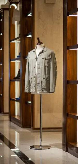 Light gray utility-style spring jacket for men.