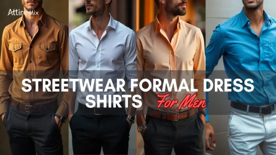 Men’s streetwear formal dress shirts in various colors for a modern, mens street wear style look.