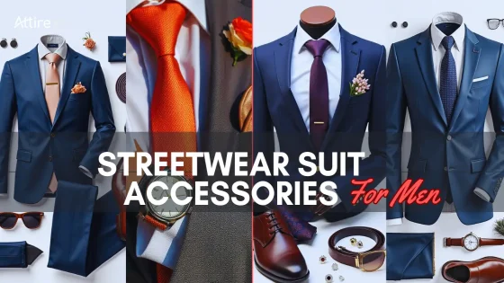 Stylish men’s streetwear suit accessories with belts, bags, and jewelry