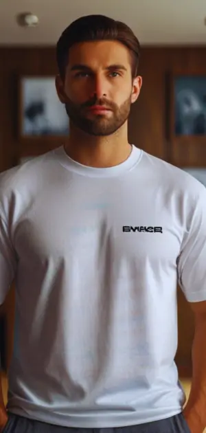 Men’s streetwear t-shirt paired with baggy jeans and sneakers