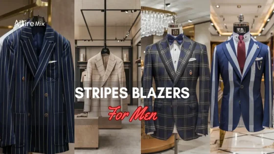 Variety of Stripes Blazers For men displayed in luxury settings