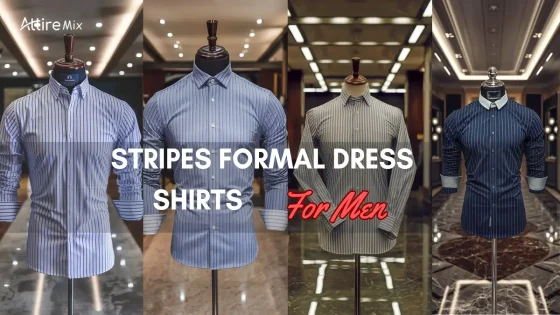 Four Stripes Formal Dress Shirts For men displayed in different luxurious settings