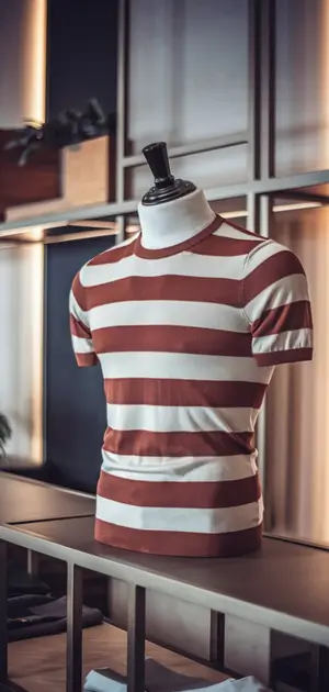 Red and white striped T-shirt on a mannequin