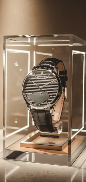 Luxury striped watch with a unique asymmetric dial design