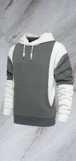Men's athletic hoodie featuring a sleek gray and white two-tone design.