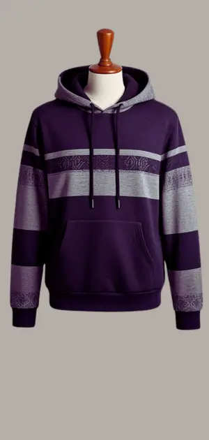 Cotton Aztec hoodie with earth-tone patterns