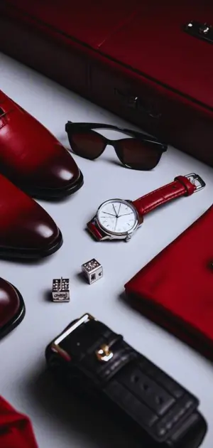 Leather Belt and Shoes for Red Suit Look